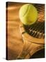 Tennis Ball and Wood Racket-Tom Grill-Stretched Canvas