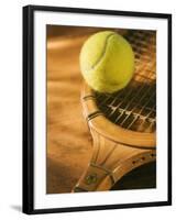 Tennis Ball and Wood Racket-Tom Grill-Framed Photographic Print