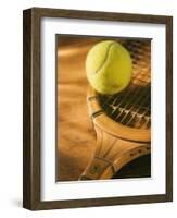 Tennis Ball and Wood Racket-Tom Grill-Framed Photographic Print