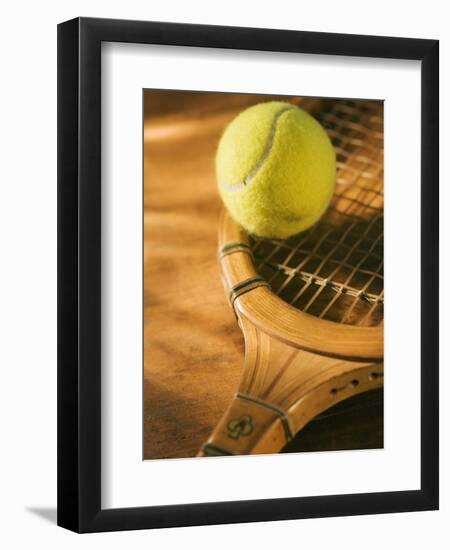 Tennis Ball and Wood Racket-Tom Grill-Framed Photographic Print