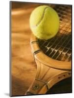 Tennis Ball and Wood Racket-Tom Grill-Mounted Photographic Print