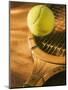 Tennis Ball and Wood Racket-Tom Grill-Mounted Photographic Print