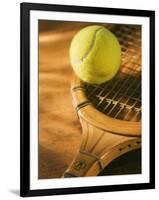 Tennis Ball and Wood Racket-Tom Grill-Framed Photographic Print