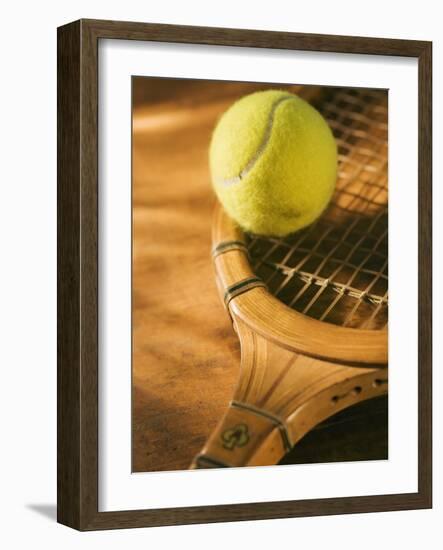 Tennis Ball and Wood Racket-Tom Grill-Framed Photographic Print