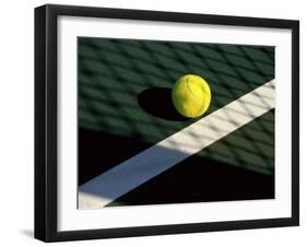 Tennis Ball on Court with Shadows-null-Framed Premium Photographic Print
