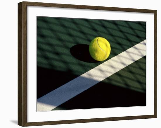 Tennis Ball on Court with Shadows-null-Framed Photographic Print