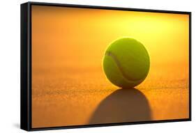 Tennis Ball on the Court close up at Sunset-33ft-Framed Stretched Canvas