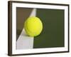 Tennis ball on white boundary stripe-Monalyn Gracia-Framed Photographic Print