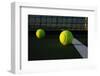 Tennis Balls on the Court close up with the Net Beyond-33ft-Framed Premium Photographic Print