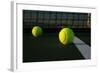 Tennis Balls on the Court close up with the Net Beyond-33ft-Framed Photographic Print