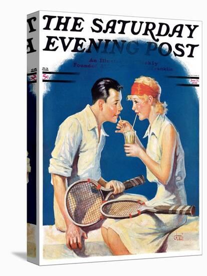 "Tennis Couple," Saturday Evening Post Cover, June 21, 1930-James C. McKell-Stretched Canvas