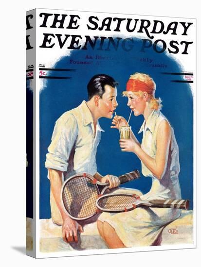 "Tennis Couple," Saturday Evening Post Cover, June 21, 1930-James C. McKell-Stretched Canvas