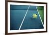 Tennis Court with Tennis Balls in Tennis Ball Basket Stand. Intentionally Shot in Surreal Tone.-optimarc-Framed Photographic Print