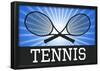 Tennis Crossed Rackets Blue Sports Poster Print-null-Framed Poster