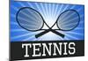 Tennis Crossed Rackets Blue Sports Poster Print-null-Mounted Poster