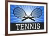 Tennis Crossed Rackets Blue Sports-null-Framed Art Print