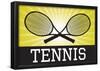 Tennis Crossed Rackets Yellow Sports Poster Print-null-Framed Poster