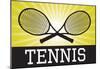 Tennis Crossed Rackets Yellow Sports Poster Print-null-Mounted Poster