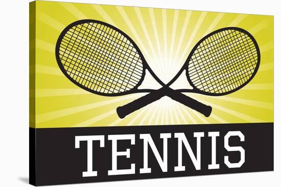 Tennis Crossed Rackets Yellow Sports Poster Print-null-Stretched Canvas