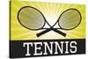 Tennis Crossed Rackets Yellow Sports Poster Print-null-Stretched Canvas