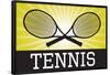 Tennis Crossed Rackets Yellow Sports Poster Print-null-Framed Poster