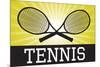 Tennis Crossed Rackets Yellow Sports Poster Print-null-Mounted Poster
