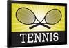 Tennis Crossed Rackets Yellow Sports Poster Print-null-Framed Poster