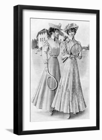 Tennis Gowns, Girls' Attire for August, 1906-null-Framed Giclee Print