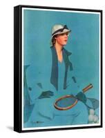 "Tennis in Blue,"June 16, 1934-Penrhyn Stanlaws-Framed Stretched Canvas