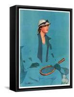 "Tennis in Blue,"June 16, 1934-Penrhyn Stanlaws-Framed Stretched Canvas