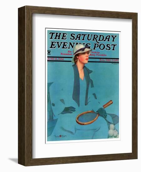 "Tennis in Blue," Saturday Evening Post Cover, June 16, 1934-Penrhyn Stanlaws-Framed Giclee Print