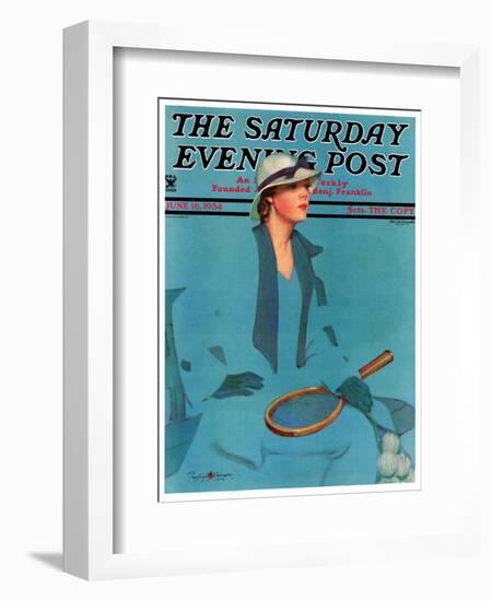 "Tennis in Blue," Saturday Evening Post Cover, June 16, 1934-Penrhyn Stanlaws-Framed Giclee Print