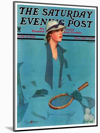 "Tennis in Blue," Saturday Evening Post Cover, June 16, 1934-Penrhyn Stanlaws-Mounted Giclee Print