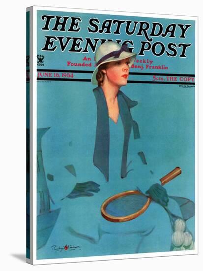 "Tennis in Blue," Saturday Evening Post Cover, June 16, 1934-Penrhyn Stanlaws-Stretched Canvas