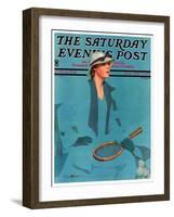 "Tennis in Blue," Saturday Evening Post Cover, June 16, 1934-Penrhyn Stanlaws-Framed Giclee Print