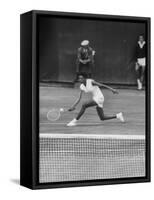 Tennis Player Althea Gibson in Action on Court During Match-Thomas D^ Mcavoy-Framed Stretched Canvas