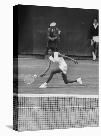 Tennis Player Althea Gibson in Action on Court During Match-Thomas D^ Mcavoy-Stretched Canvas