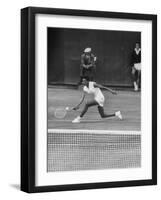 Tennis Player Althea Gibson in Action on Court During Match-Thomas D^ Mcavoy-Framed Premium Photographic Print