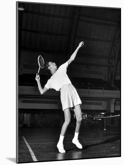 Tennis Player Althea Gibson, Serving the Ball While Playing Tennis-Gordon Parks-Mounted Premium Photographic Print