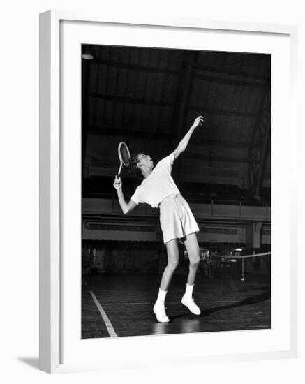 Tennis Player Althea Gibson, Serving the Ball While Playing Tennis-Gordon Parks-Framed Premium Photographic Print