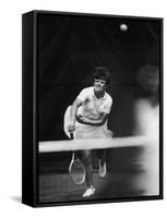 Tennis Player Billie Jean King in Action During US Championship Match at Forest Hills-Richard Meek-Framed Stretched Canvas