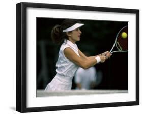 Tennis Player Hitting the Ball-null-Framed Premium Photographic Print