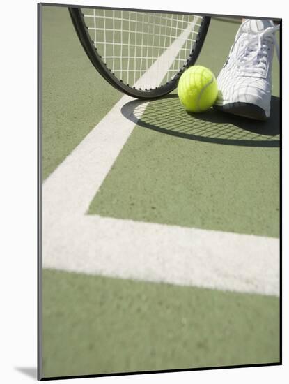 Tennis Player on Court-Tom Grill-Mounted Photographic Print