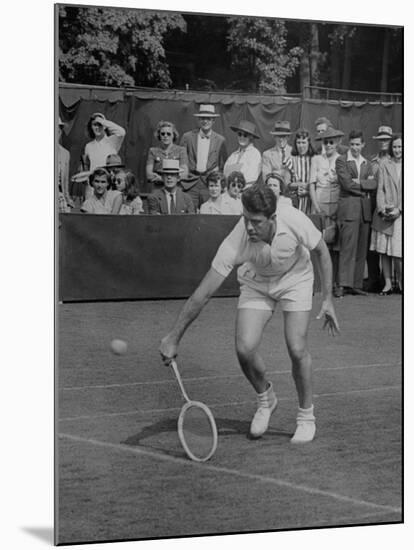 Tennis Player Pierre Pellizza in Action-null-Mounted Photographic Print