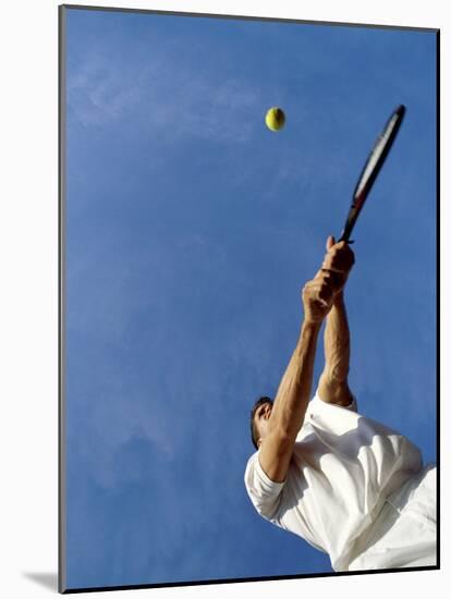 Tennis Player with Blue Sky-null-Mounted Photographic Print