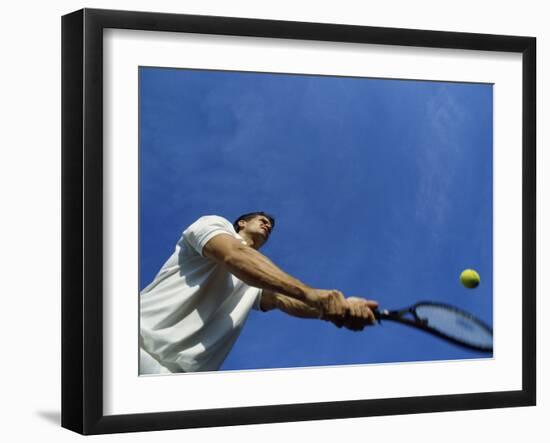 Tennis Player with Blue Sky-null-Framed Photographic Print