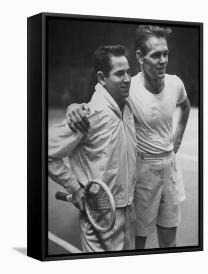 Tennis Players Bobby Riggs and Jack Kramer Posing at Madison Square Garden-Ralph Morse-Framed Stretched Canvas
