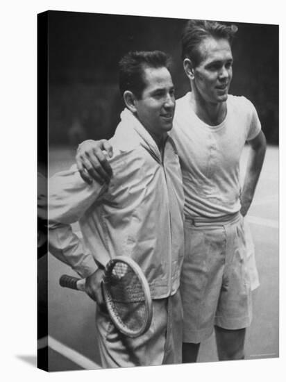 Tennis Players Bobby Riggs and Jack Kramer Posing at Madison Square Garden-Ralph Morse-Stretched Canvas