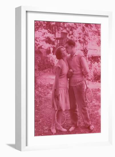 Tennis Players Kissing-null-Framed Photographic Print