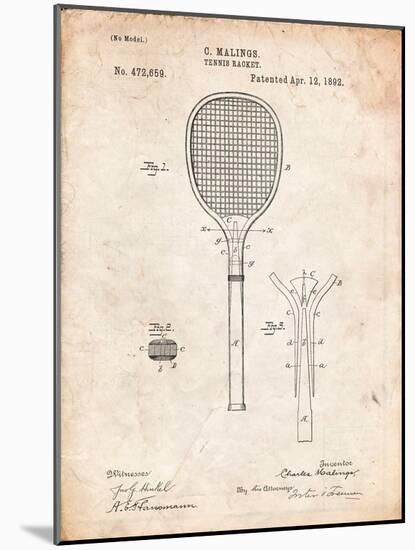 Tennis Racket Patent-Cole Borders-Mounted Art Print